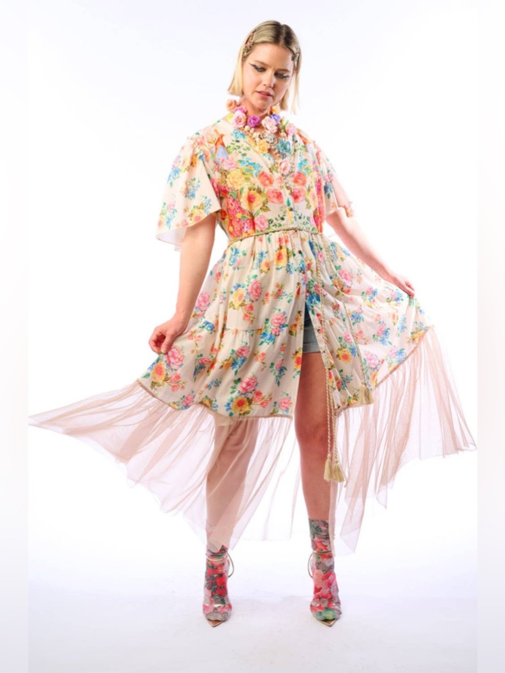 Aratta Earth Angels Beige Taffeta Dress